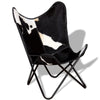 Butterfly Chair Black and White Genuine Cowhide Upholstery Metal BM325703