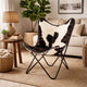 Butterfly Chair, Black and White Genuine Cowhide Upholstery, Metal