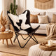Butterfly Chair, Black and White Genuine Cowhide Upholstery, Metal