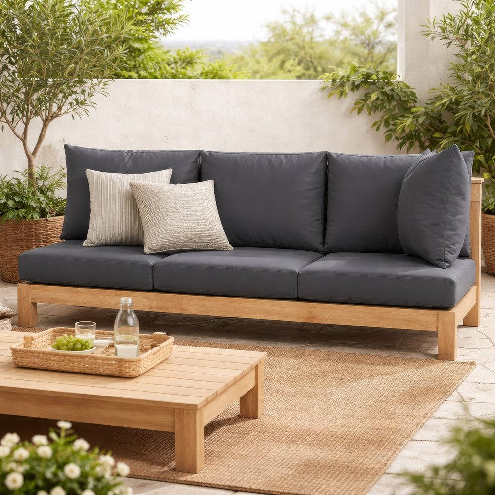Paom Outdoor Cushion for Bench Set of 3, Dark Gray Oxford Fabric