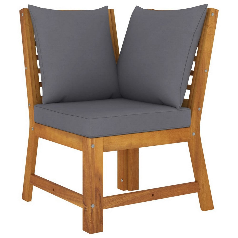 Roma 4pc Patio Sofa Set with Coffee Table, Gray Cushions, Acacia Wood