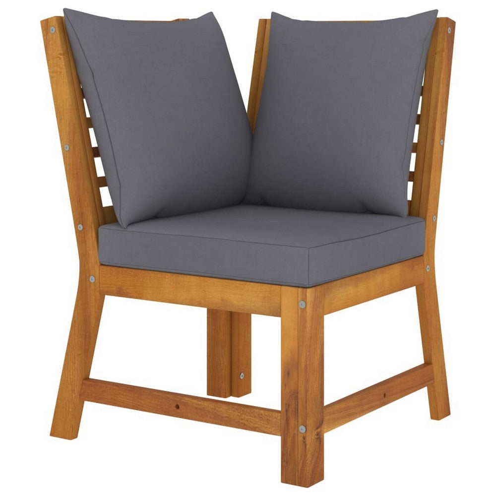 Roma 4pc Patio Sofa Set with Coffee Table, Gray Cushions, Acacia Wood