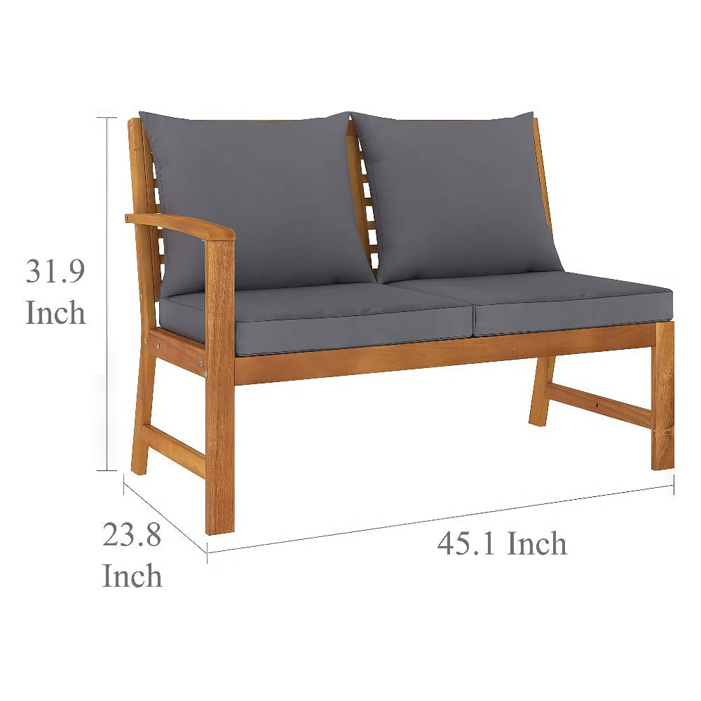 Roma 4pc Patio Sofa Set with Coffee Table Gray Cushions Acacia Wood BM325713