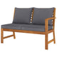 Roma 4pc Patio Sofa Set with Coffee Table, Gray Cushions, Acacia Wood