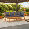 Roma 4pc Patio Sofa Set with Coffee Table, Gray Cushions, Acacia Wood
