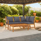 Roma 4pc Patio Sofa Set with Coffee Table, Gray Cushions, Acacia Wood