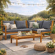Roma 4pc Patio Sofa Set with Coffee Table, Gray Cushions, Acacia Wood