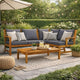 Roma 4pc Patio Sofa Set with Coffee Table, Gray Cushions, Acacia Wood