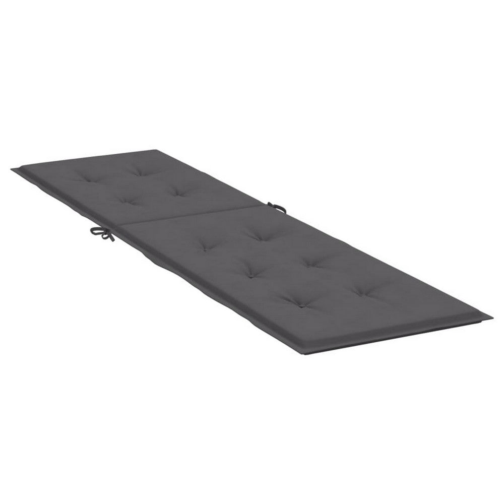 Outdoor Cushion for Lounge Chair, Tufted Dark Gray Oxford Fabric