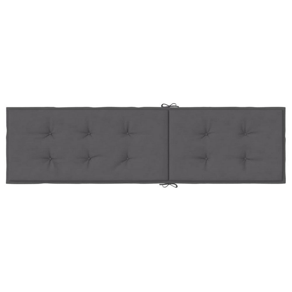 Outdoor Cushion for Lounge Chair, Tufted Dark Gray Oxford Fabric