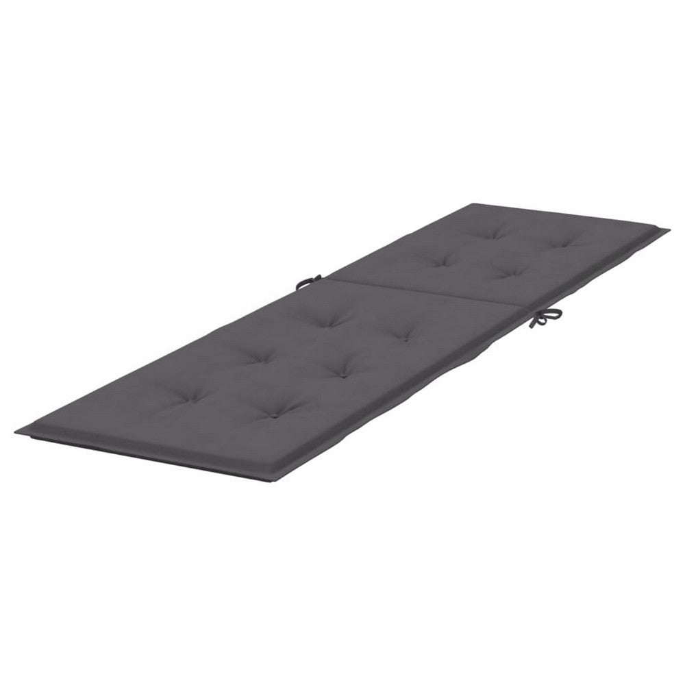 Outdoor Cushion for Lounge Chair, Tufted Dark Gray Oxford Fabric