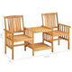 3pc Outdoor Patio Chairs w Attached Table Slatted Solid Acacia Wood BM325716