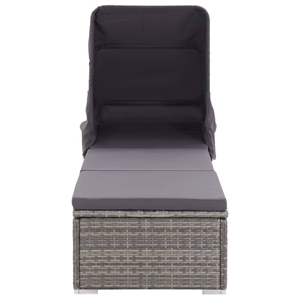Casey Sun Chaise Lounger with Canopy Cushion Gray Rattan 77’’ BM325717