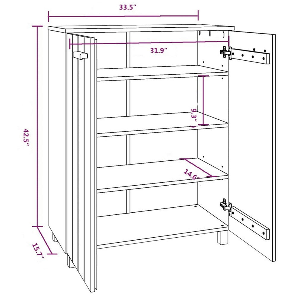 Accent Shoe Cabinet 2 Doors Farmhouse White Solid Pine Wood BM325718