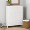 Accent Shoe Cabinet, 2 Doors, Farmhouse White Solid Pine Wood
