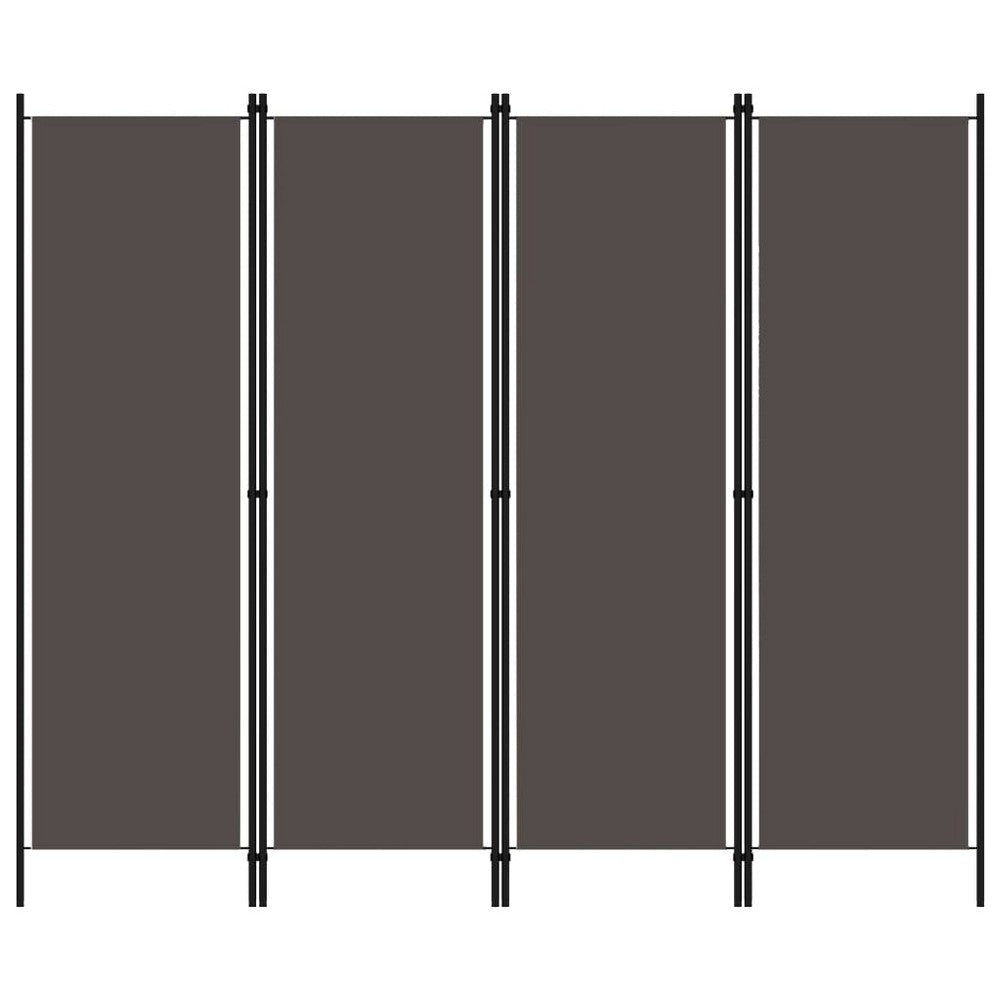 Freestanding Room Divider with 4 Panels, Dark Gray Fabric, 71x79 Iron