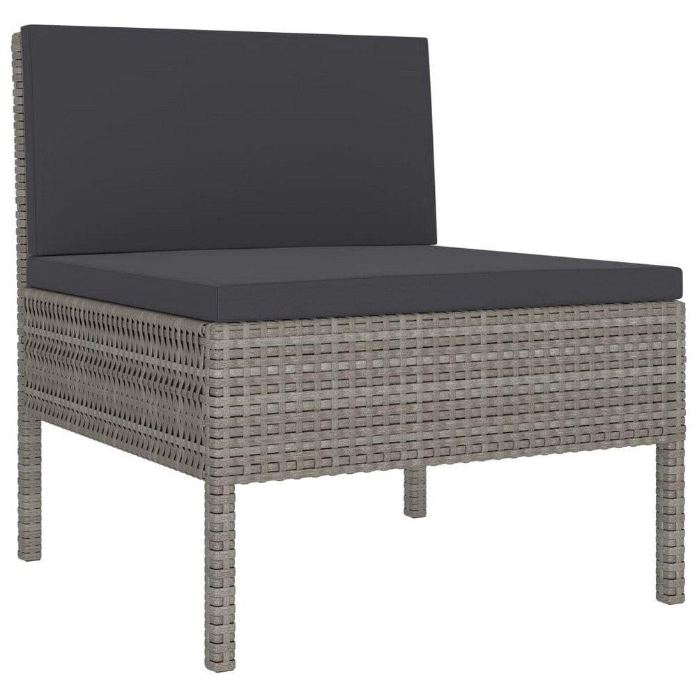 Outdoor 3pc Patio Sofa Set with Table Dark Gray Cushions Poly Rattan BM325727