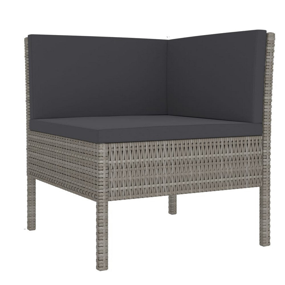 Outdoor 3pc Patio Sofa Set with Table Dark Gray Cushions Poly Rattan BM325727