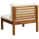 2pc Outdoor Patio Sofa and Table Set Ivory Cushion Brown Acacia Wood BM325728