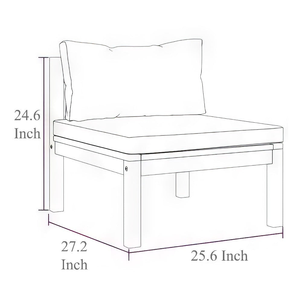 2pc Outdoor Patio Sofa and Table Set Ivory Cushion Brown Acacia Wood BM325728