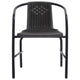 Outdoor Patio Chair Set of 4 Stackable Plastic Rattan Black BM325731