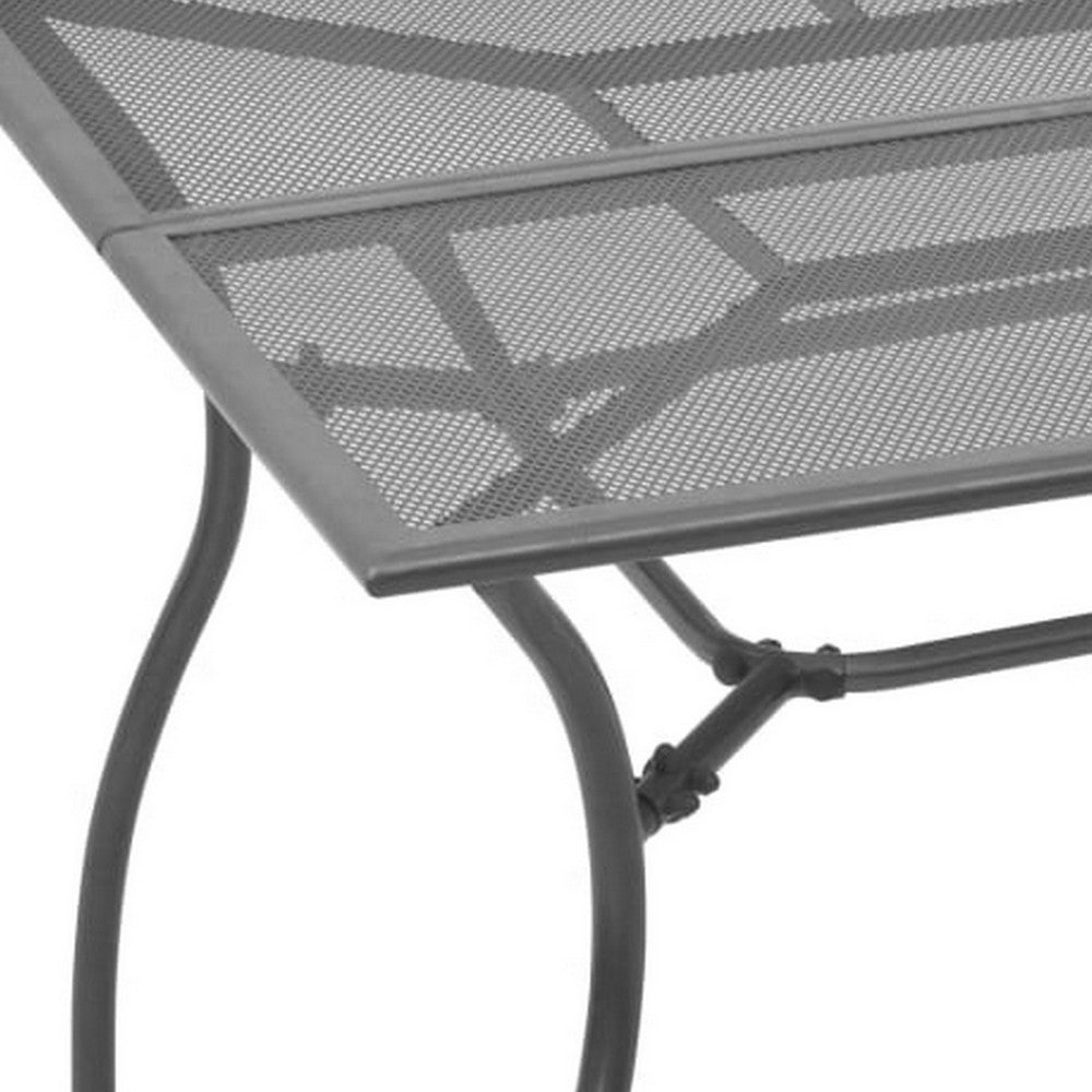 Outdoor Patio Dining Table, 35" Square Mesh Top Classic Gray Metal