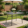 Outdoor Patio Dining Table, 35" Square Mesh Top Classic Gray Metal