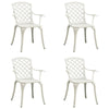 Outdoor Patio Chair Set of 4, Cutout Backrests, White Aluminum Frame