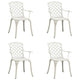 Outdoor Patio Chair Set of 4, Cutout Backrests, White Aluminum Frame