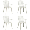 Outdoor Patio Chair Set of 4, Cutout Backrests, White Aluminum Frame