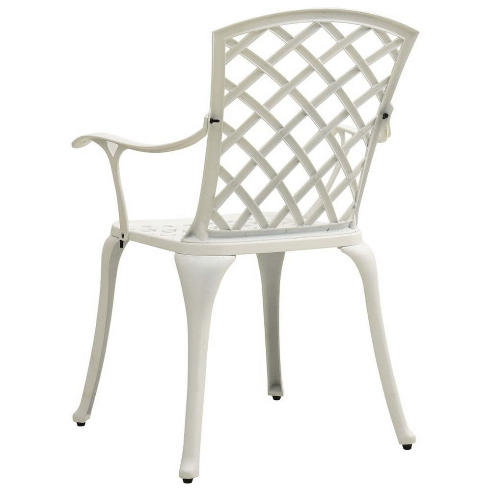 Outdoor Patio Chair Set of 4 Cutout Backrests White Aluminum Frame BM325733