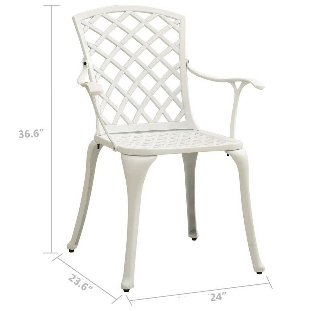 Outdoor Patio Chair Set of 4 Cutout Backrests White Aluminum Frame BM325733