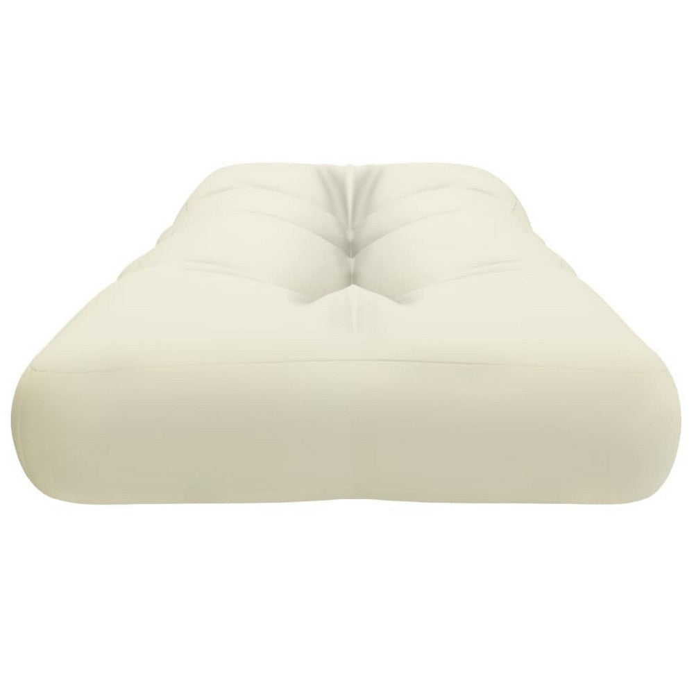 Moni Outdoor Cushion for Bench Deep Tufted Soft White Fabric 47’’