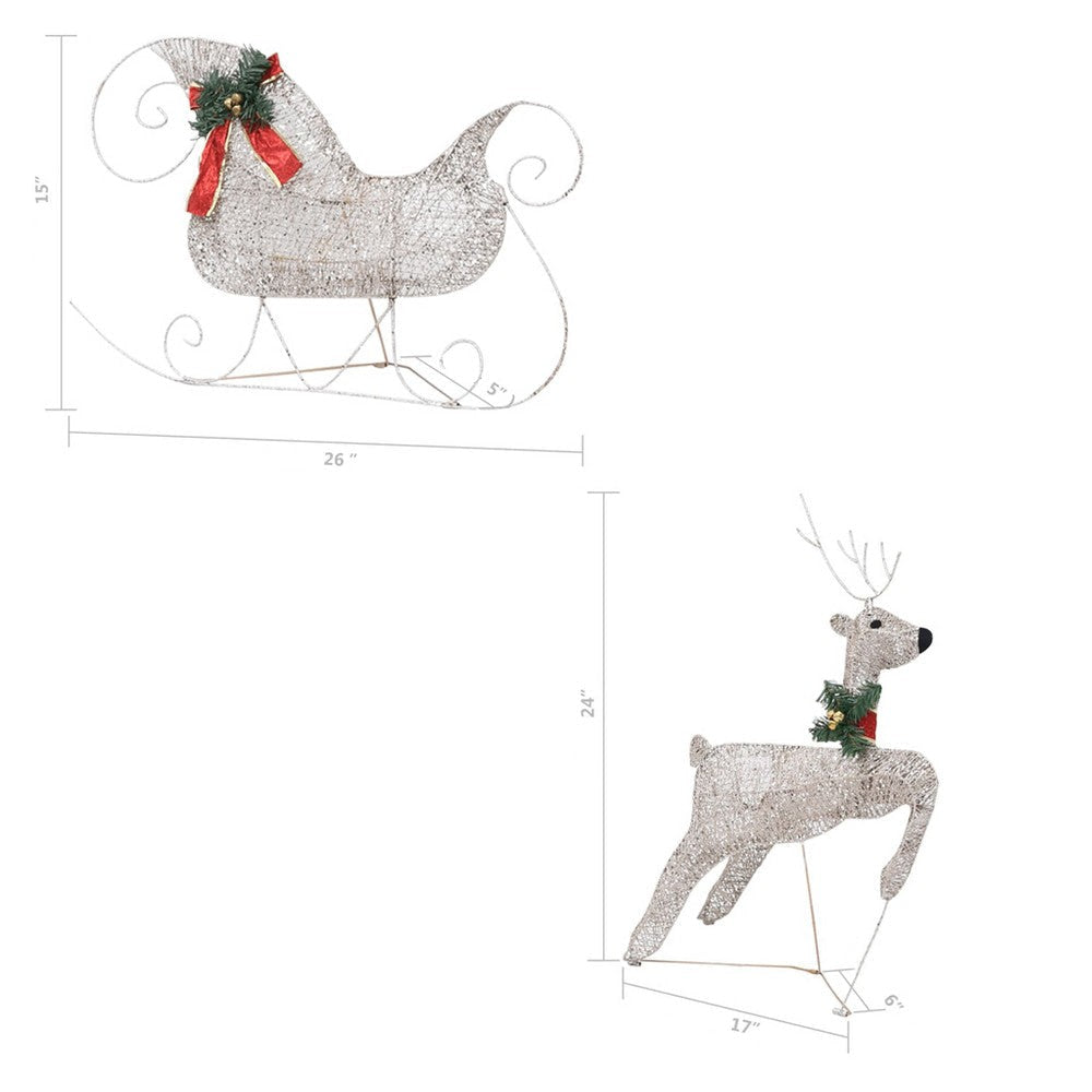 Garden 4pc Reindeer and Sleigh Christmas Decoration 100 LEDs Gold BM325738