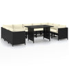 10pc Outdoor Sofa Set White Cushions 9 Modular Chairs Table Black BM325740