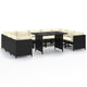 10pc Outdoor Sofa Set White Cushions 9 Modular Chairs Table Black BM325740