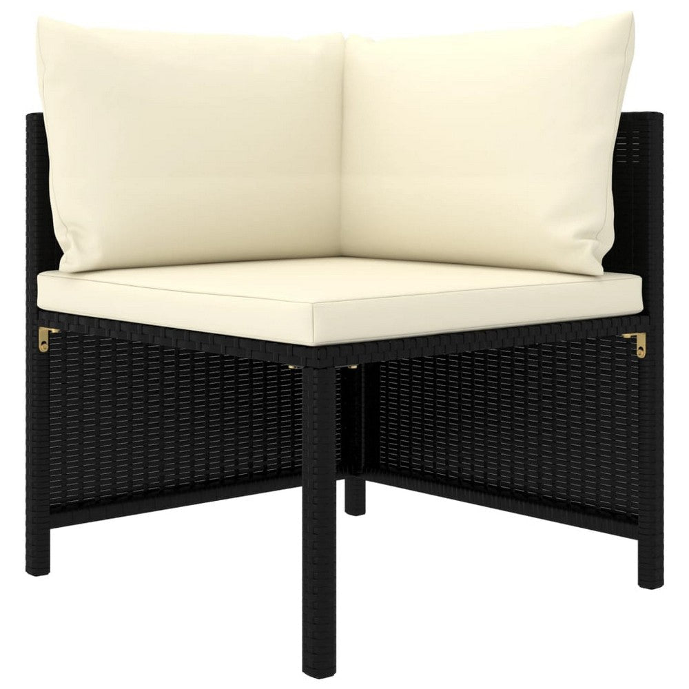 10pc Outdoor Sofa Set White Cushions 9 Modular Chairs Table Black BM325740