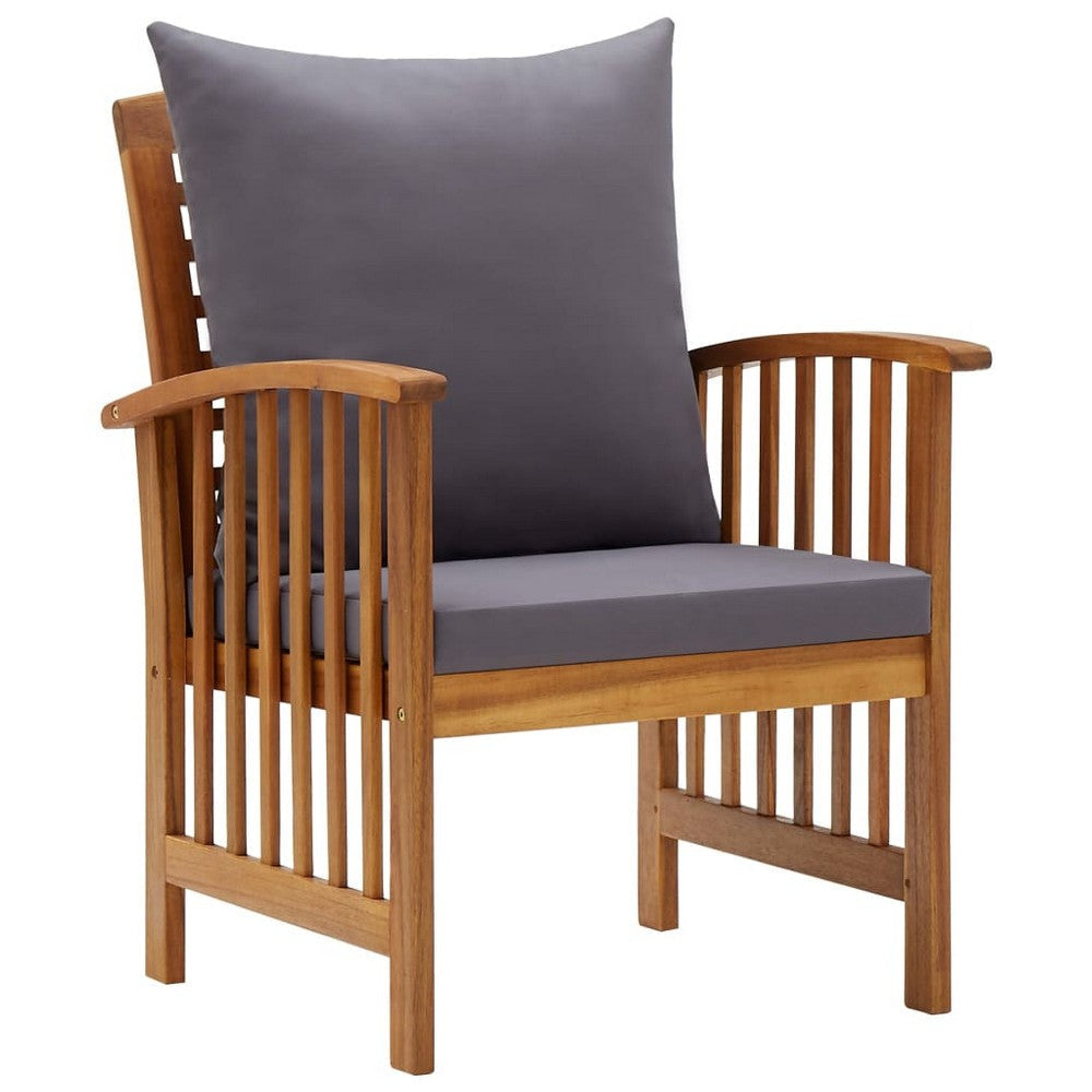 Mia 4pc Patio Lounge Set 2 Chairs Sofa Table Gray Cushions Brown BM325745