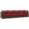 4pc Patio Sectional Sofa Set with 6 Pillows 4 Cushions Red Brown BM325746