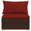 4pc Patio Sectional Sofa Set with 6 Pillows 4 Cushions Red Brown BM325746