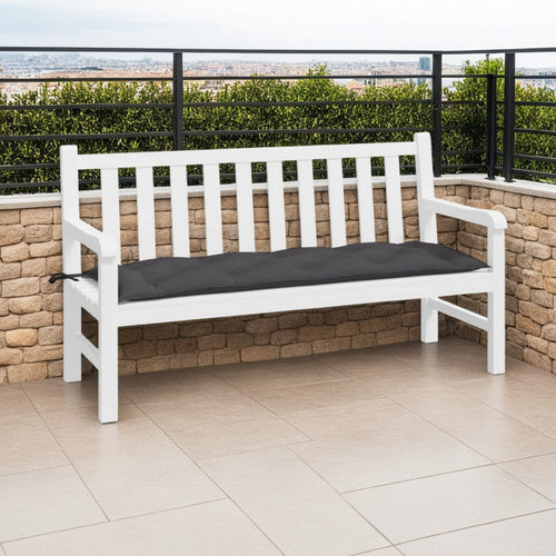 Andy Outdoor Cushion for Bench, 59", Tufted Dark Gray Oxford Fabric