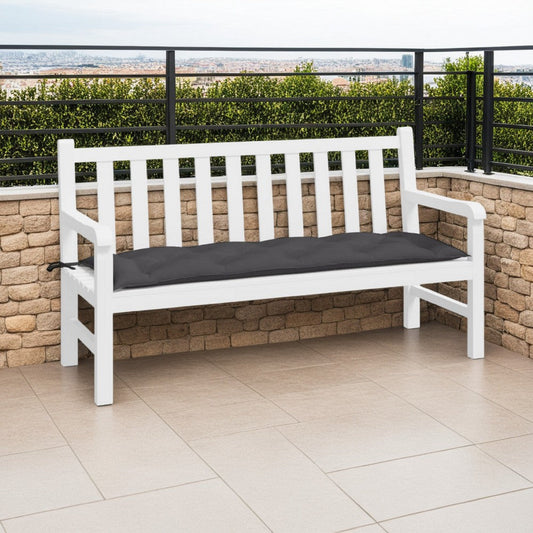 Andy Outdoor Cushion for Bench, 59", Tufted Dark Gray Oxford Fabric