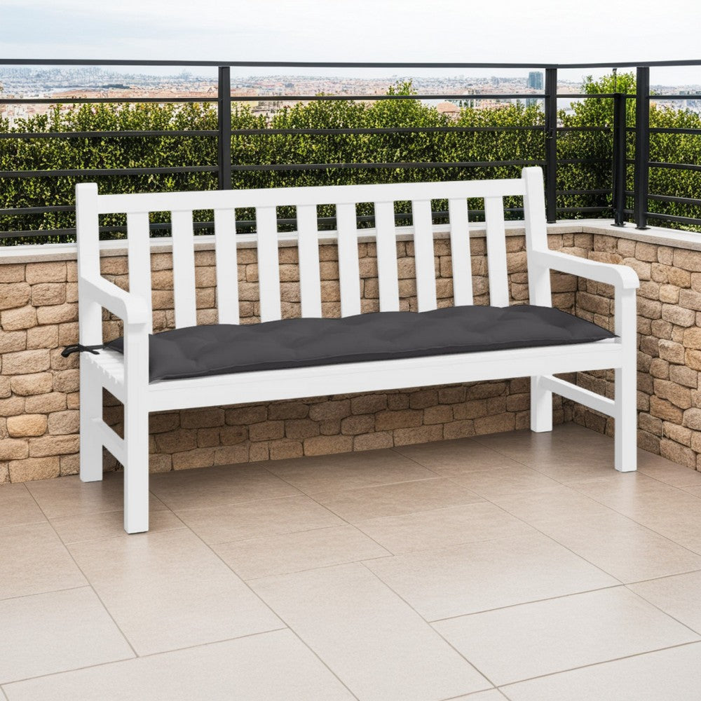 Andy Outdoor Cushion for Bench, 59", Tufted Dark Gray Oxford Fabric