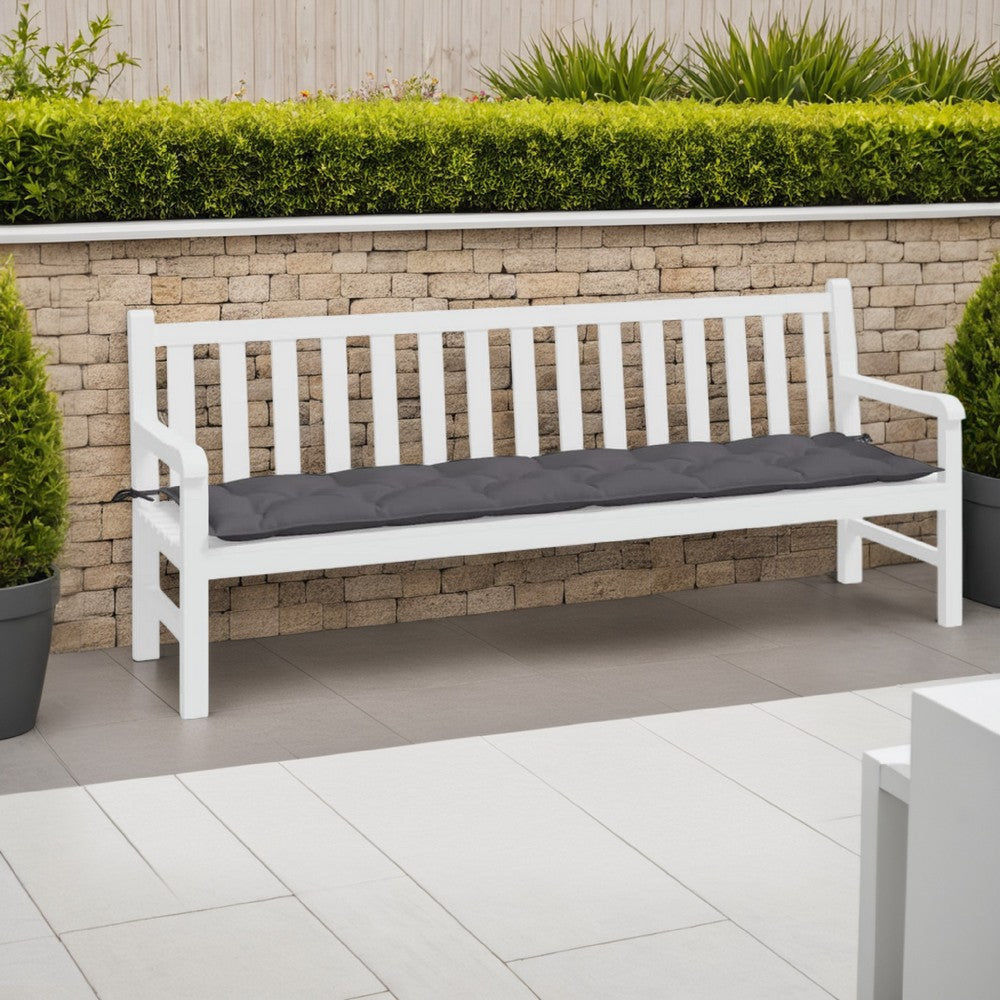 Andy Outdoor Cushion for Bench, 79", Tufted Dark Gray Oxford Fabric