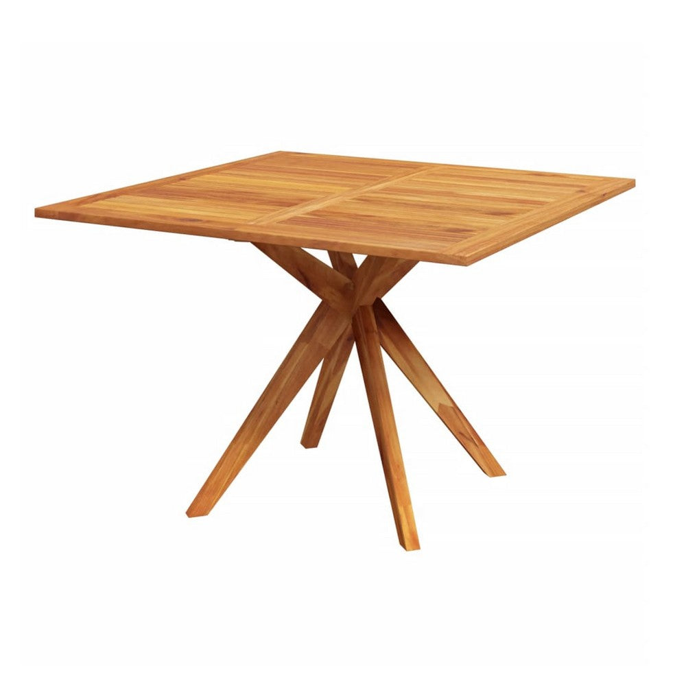 Patio Outdoor Dining Table, 43" Square Natural Brown Acacia Wood