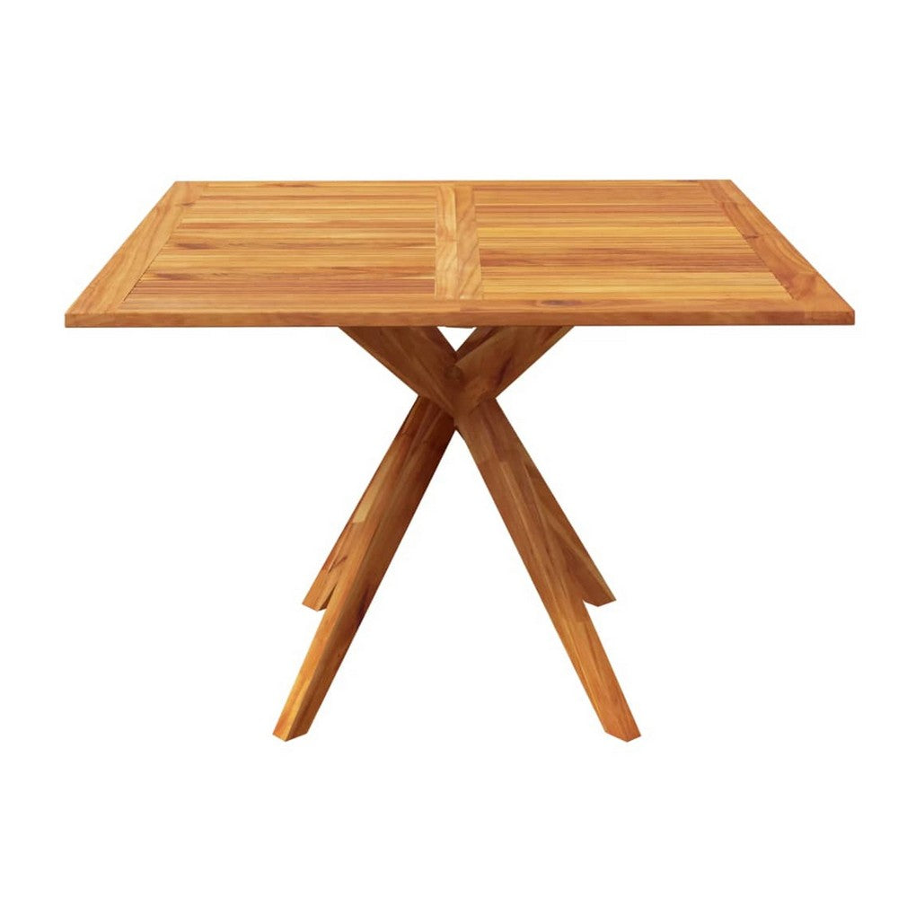 Patio Outdoor Dining Table, 43" Square Natural Brown Acacia Wood