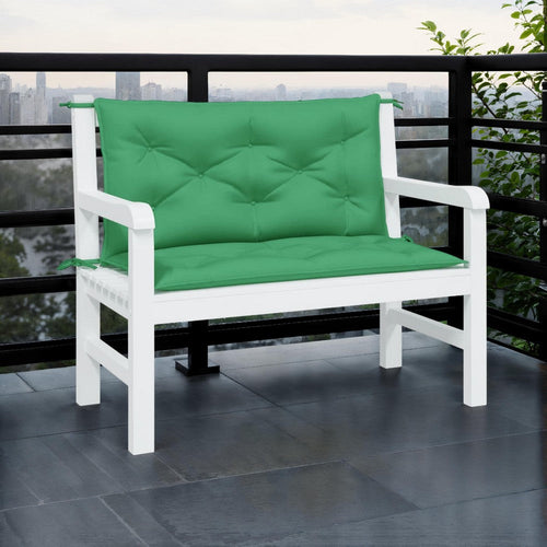 Set of 2 Outdoor Cushions for Bench, 39" Tuft Green Oxford Fabric