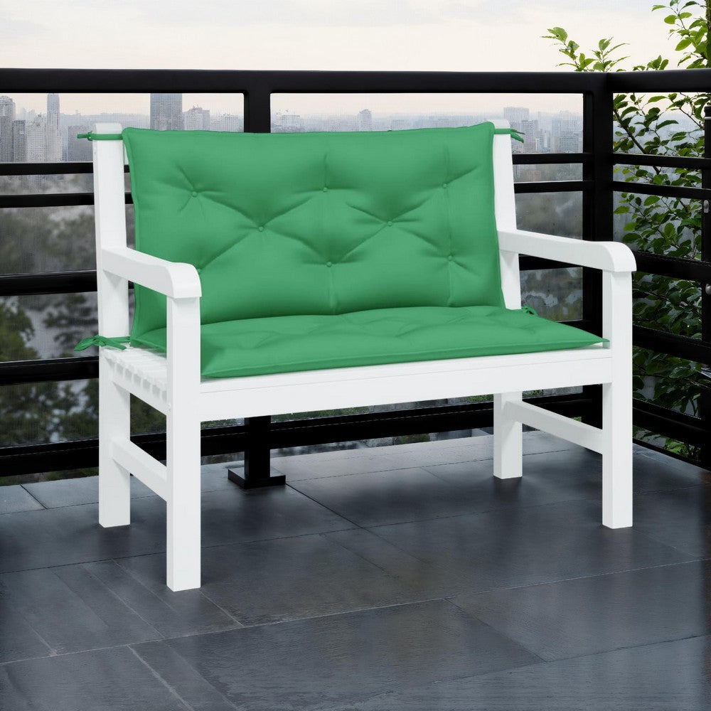 Set of 2 Outdoor Cushions for Bench, 39" Tuft Green Oxford Fabric