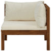 2pc Outdoor Modular Corner Sofa Square Acacia Wood White Polyester BM325752