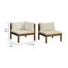 2pc Outdoor Modular Corner Sofa Square Acacia Wood White Polyester BM325752